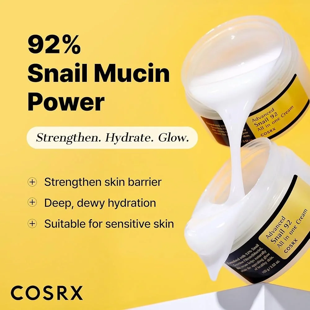 NWT COSRX Snail Mucin 92% Face Moisturizer, 3.52 Oz Lightweight Moisturing Cream